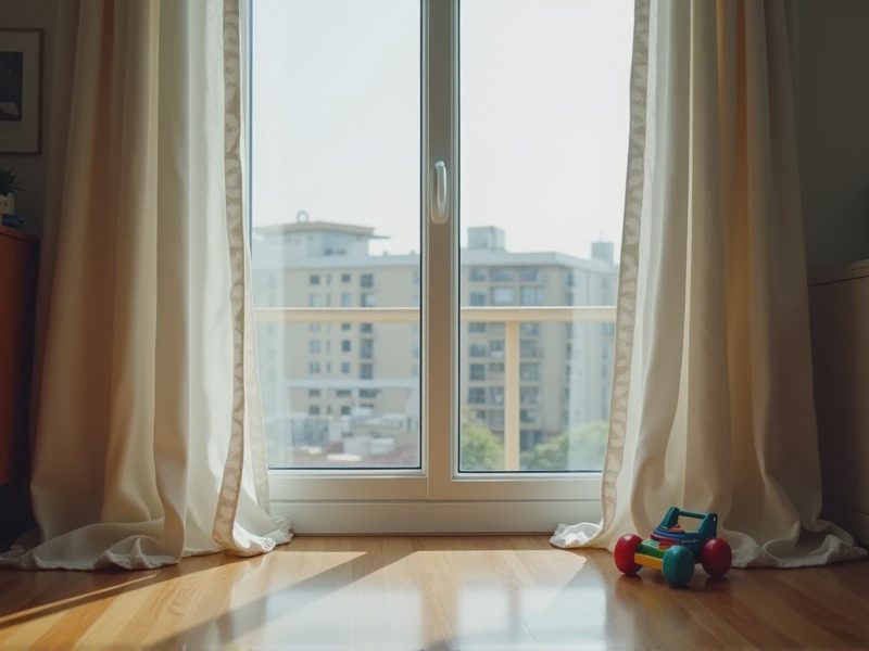 Sunlight shines on the floor through the window.