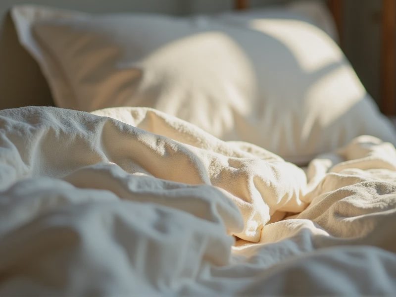 Close-up of a corner of a child's bed.