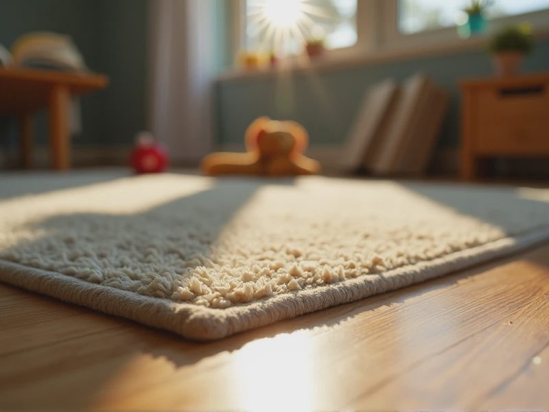 A carpet laid on the wooden floor.