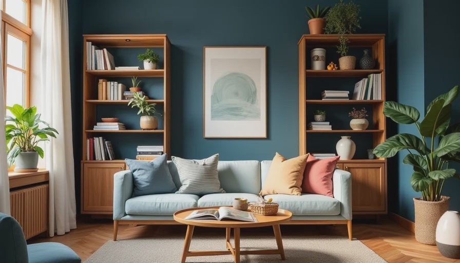 Visual context for how to style a bookshelf like a designer