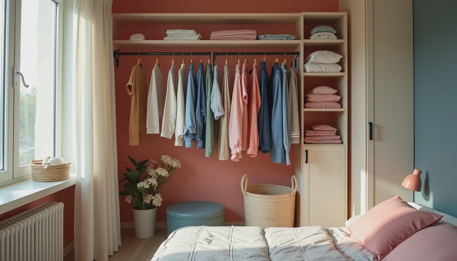 Visual context for hanging closet organizer